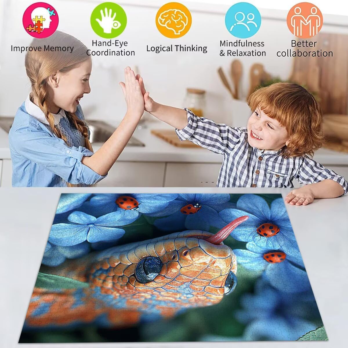 Puzzle Erwachsene 2000 Teile Schlange Blume Educa Jigsaw für Kinder ab 8 Jahren Mädchen Jungen, Erwachsene Impossible Klassische Puzzles Schwer, Anspruchsvoll Spielspaß, Als Geschenke 70x99cm t-874