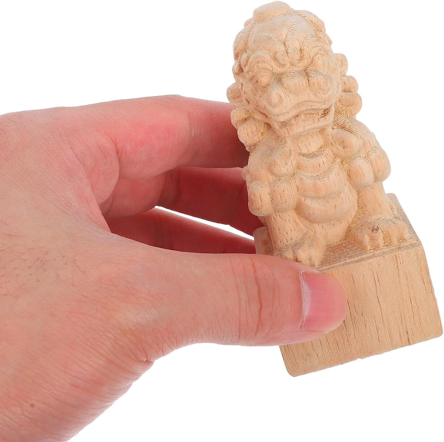 Carved Lion Wood Finials Decorative Newel Post Toppers 7.5x4cm Solid Wood 2pcs for Staircase Banister and Fence Post Decoration