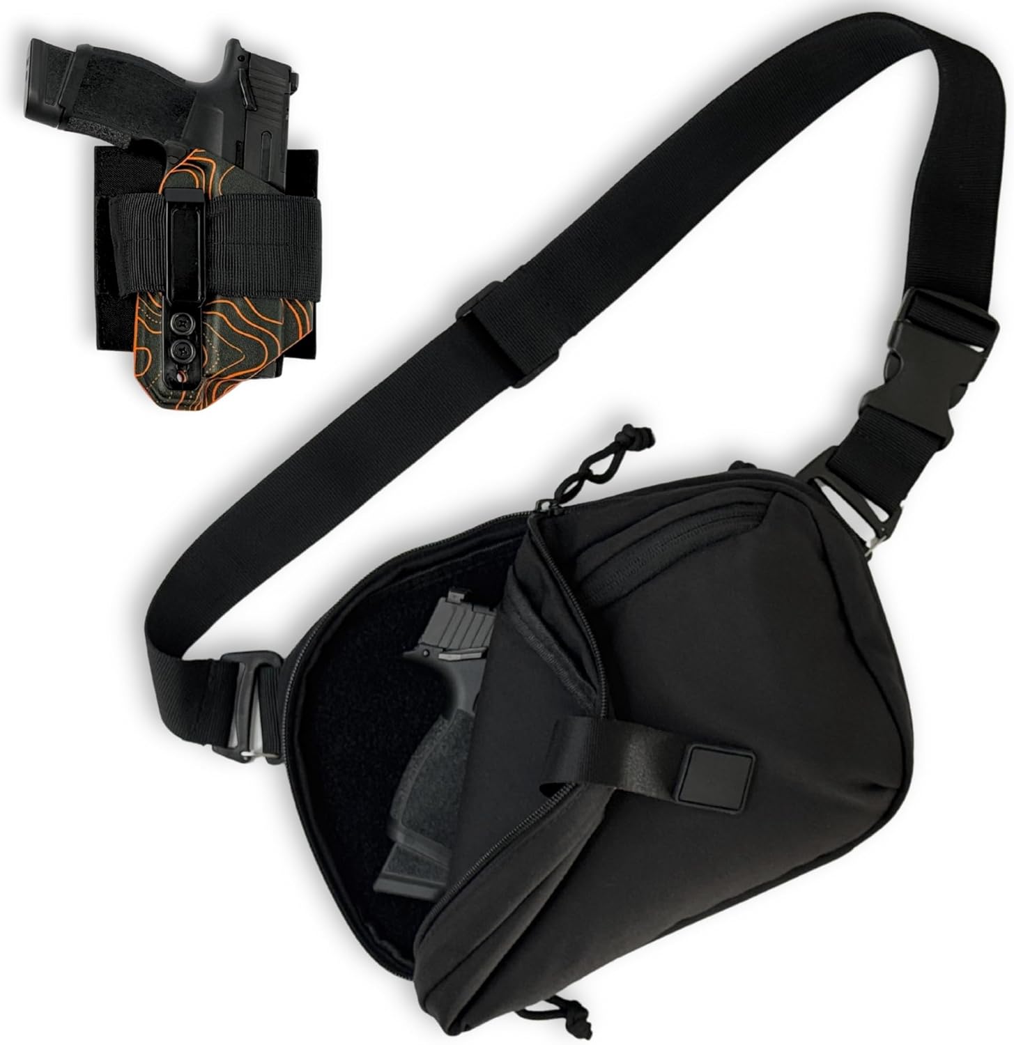 Concealed Carry Sling Bag for Men & Women - Crossbody Tactical EDC Bag with CCW Fast Access - Includes Adapter for IWB Holster