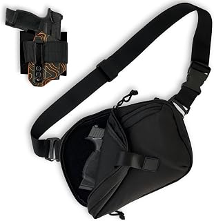Concealed Carry Bag for Men & Women - Full Size CCW Sling Bag - Crossbody Tactical EDC Bag with Fast Access - Includes Adapter for IWB Holster