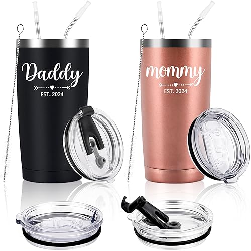 Miniatura 1 de Vaso de viaje con aislamiento para padres recién nacidos de 20 onzas, regalo para el día de la madre, día del padre, Navidad, nuevo embarazo,