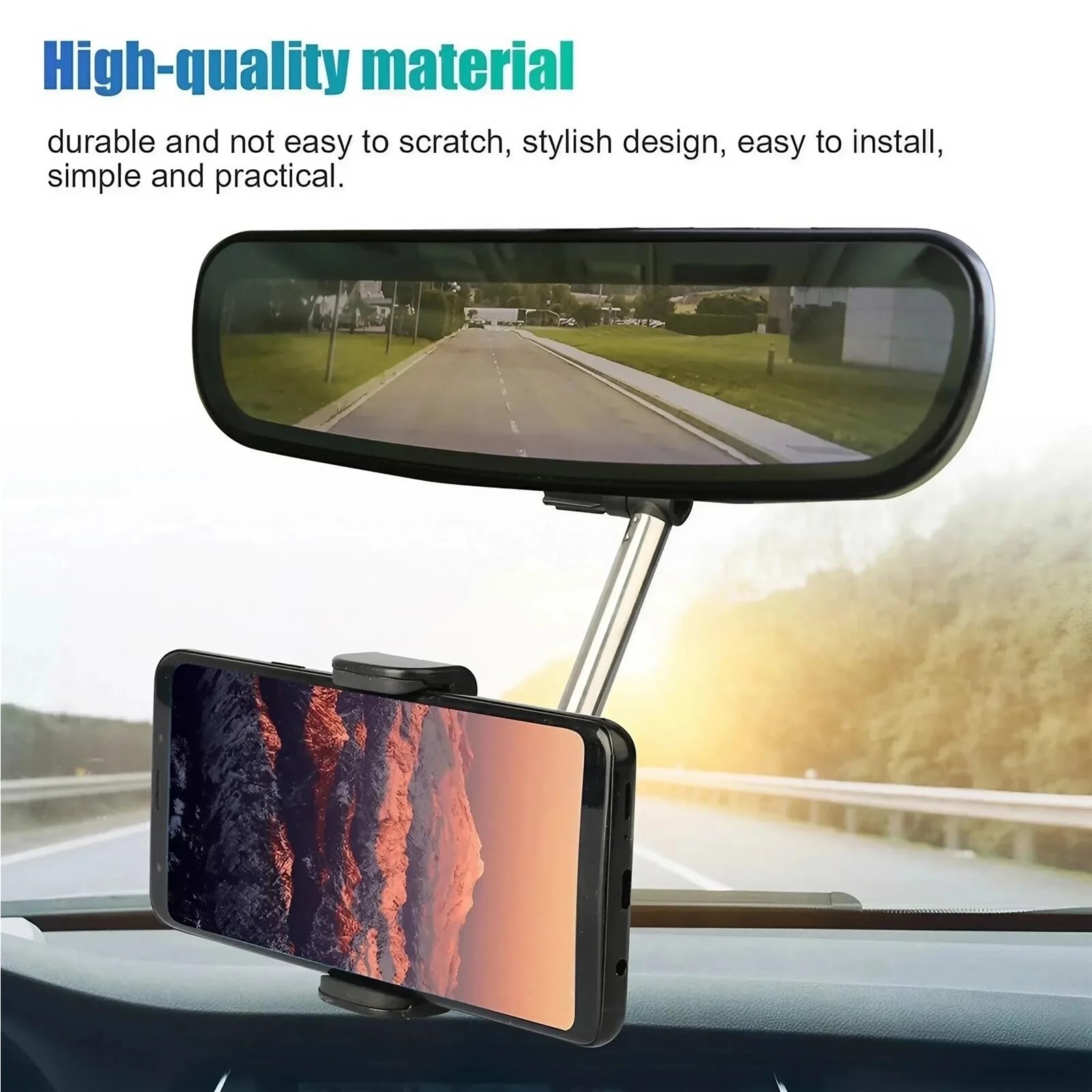 Soporte Movil Coche Supporto universale per specchietto retrovisore auto a 360°, supporto regolabile per smartphone e navigazione GPS Accesorios Coche(White)