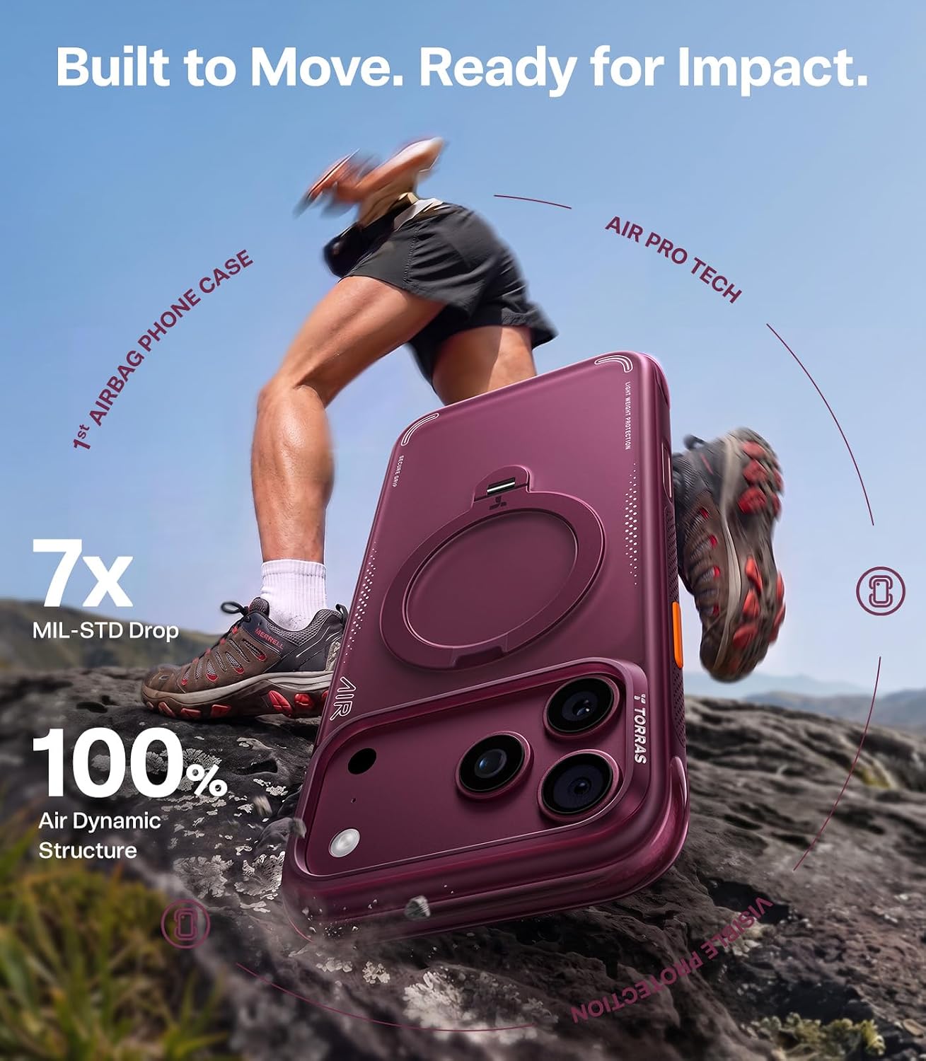 TORRAS Q3 Air for iPhone 18 Pro Max Case, 360 Magnetic Stand-Cosmic Purple image 3