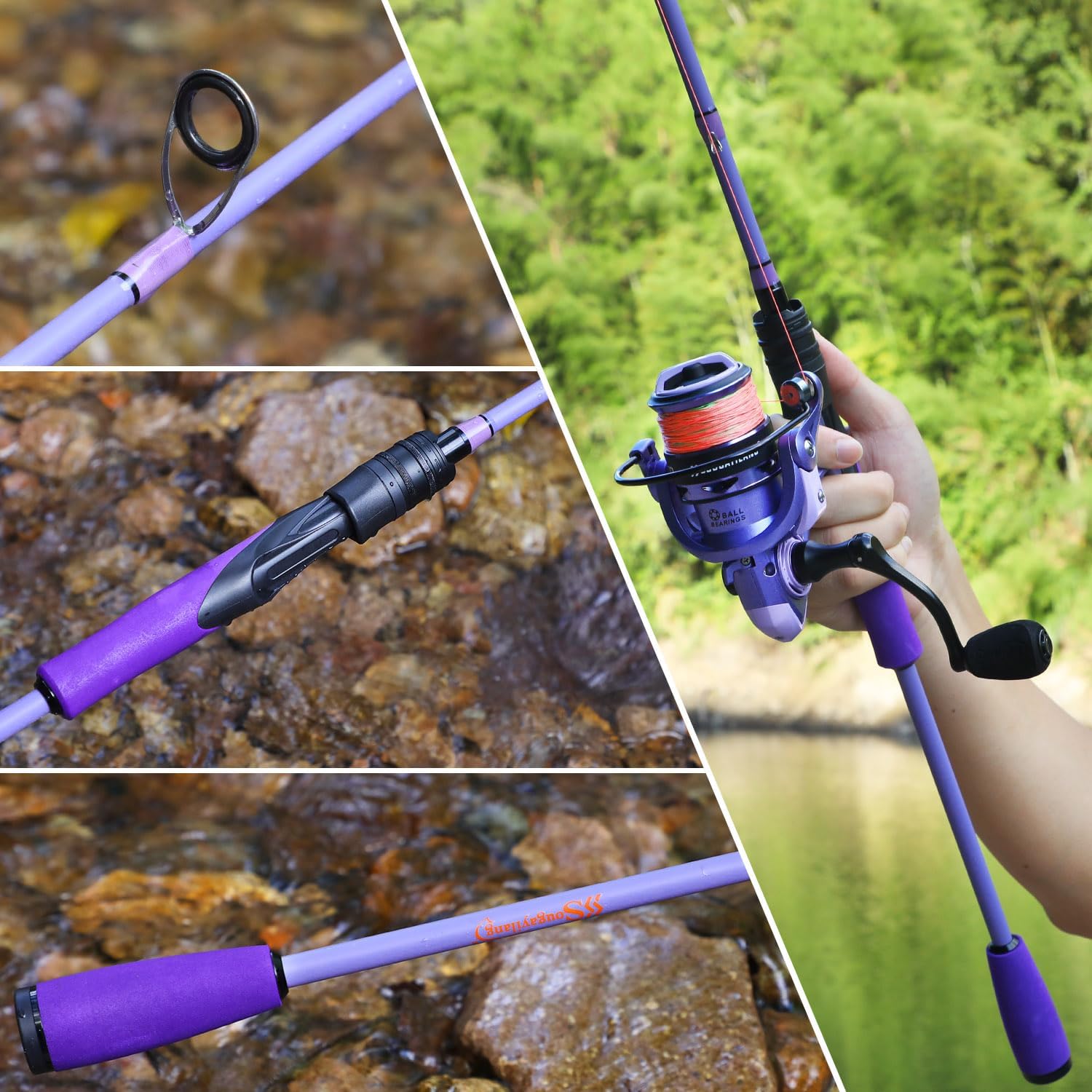 Sougayilang VoidFlare Performance Spinning & Casting Fishing Rod, Lightweight IM6 Graphite with Hook Keeper, EVA Grip