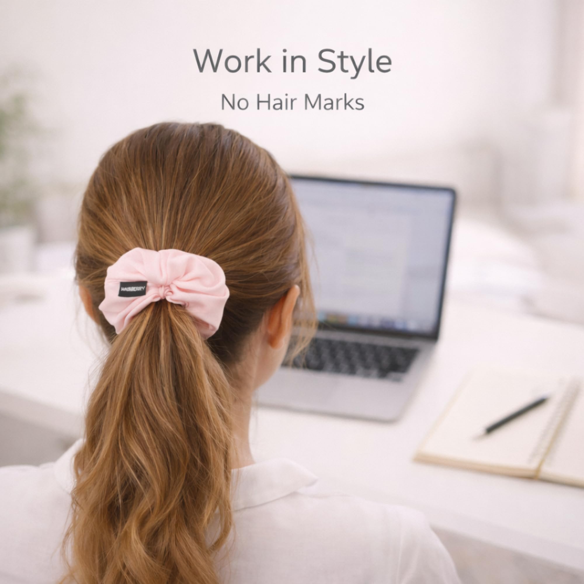 HAIRBERRY® Premium Satin Hair Scrunchies for Women & Girls | Pack of 5| Soft Pink | No-Slip Elastic Hair Bands | Anti-Breakage, No Hair Pull, Smooth Satin Scrunchie for All Hair Types 2
