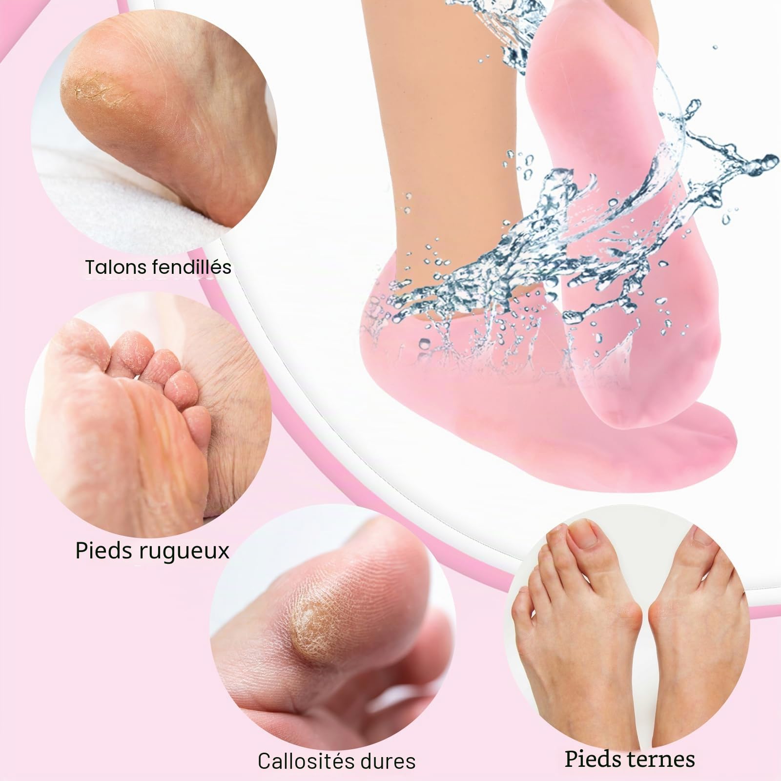 Lot de 2 Paires de Gants et Chaussettes Spa en Silicone Hydratants - Traitement de Nuit pour Mains et Pieds - Guérison de l'Eczéma, Réparation et Hydratation