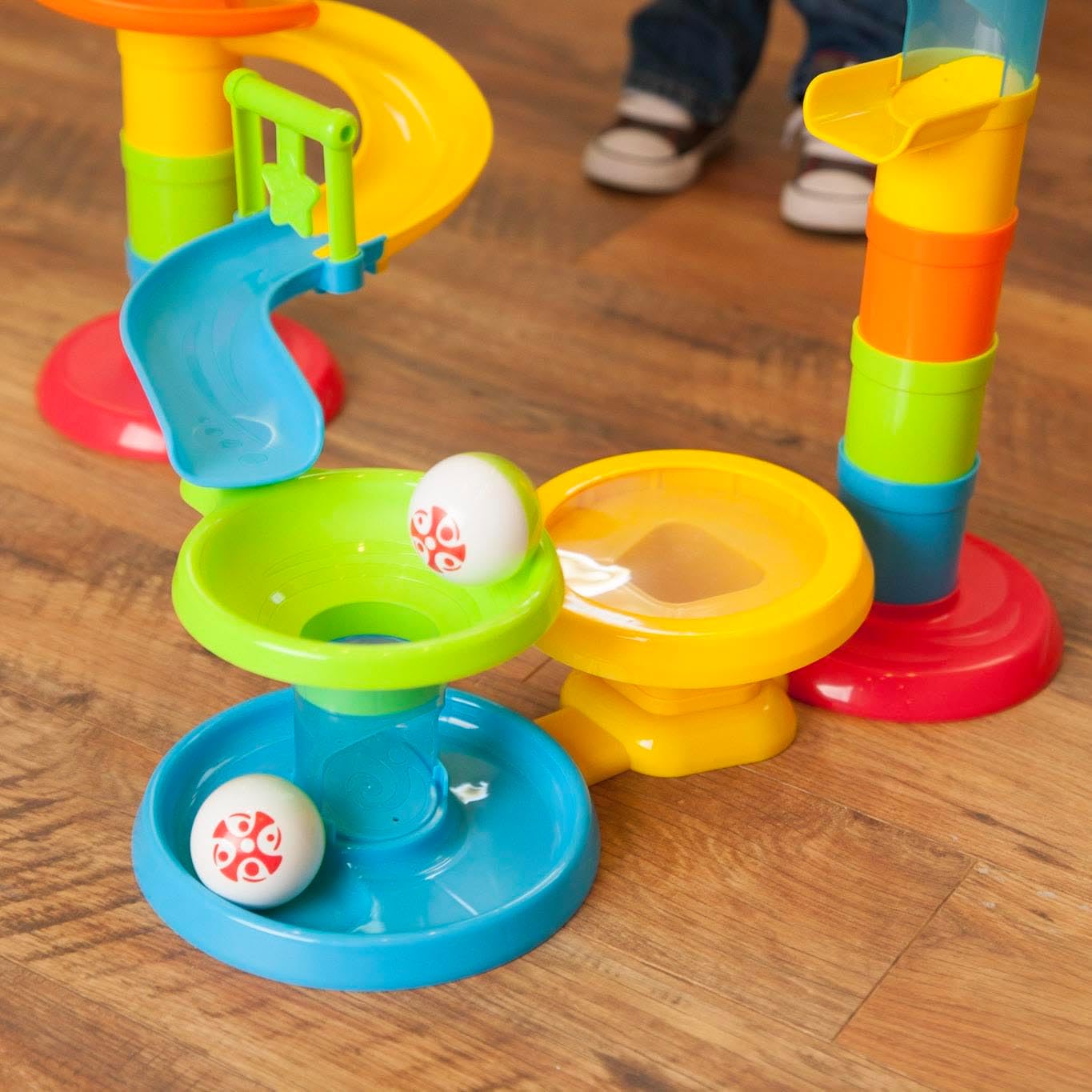 Fat Brain Toys Roll & Bounce Tower - Beginner Ball Run for Toddlers & Kids