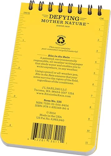 Miniatura 149 de Rite in the Rain - Cuaderno con espiral superior resistente a la intemperie, 3 x 5 pulgadas, cubierta de camuflaje de hierba tradicional clásico