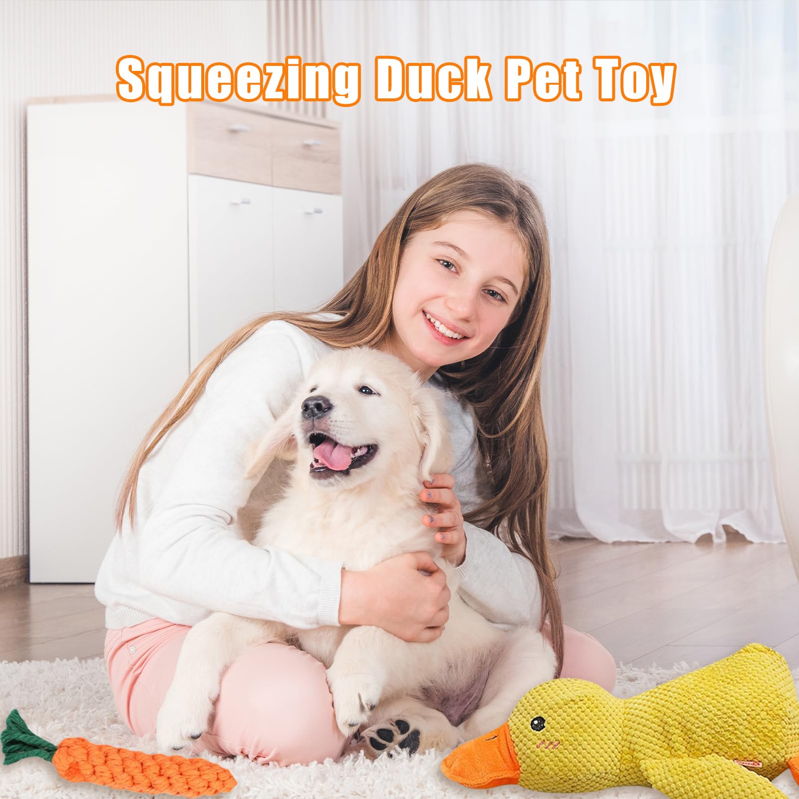 AYNKH 2 PCS Quacking Duck Dog Toys for Dogs Stress Resistant Duck for Dogs Cute Dog Plush Stress Resistant Duck Toys - Image 4