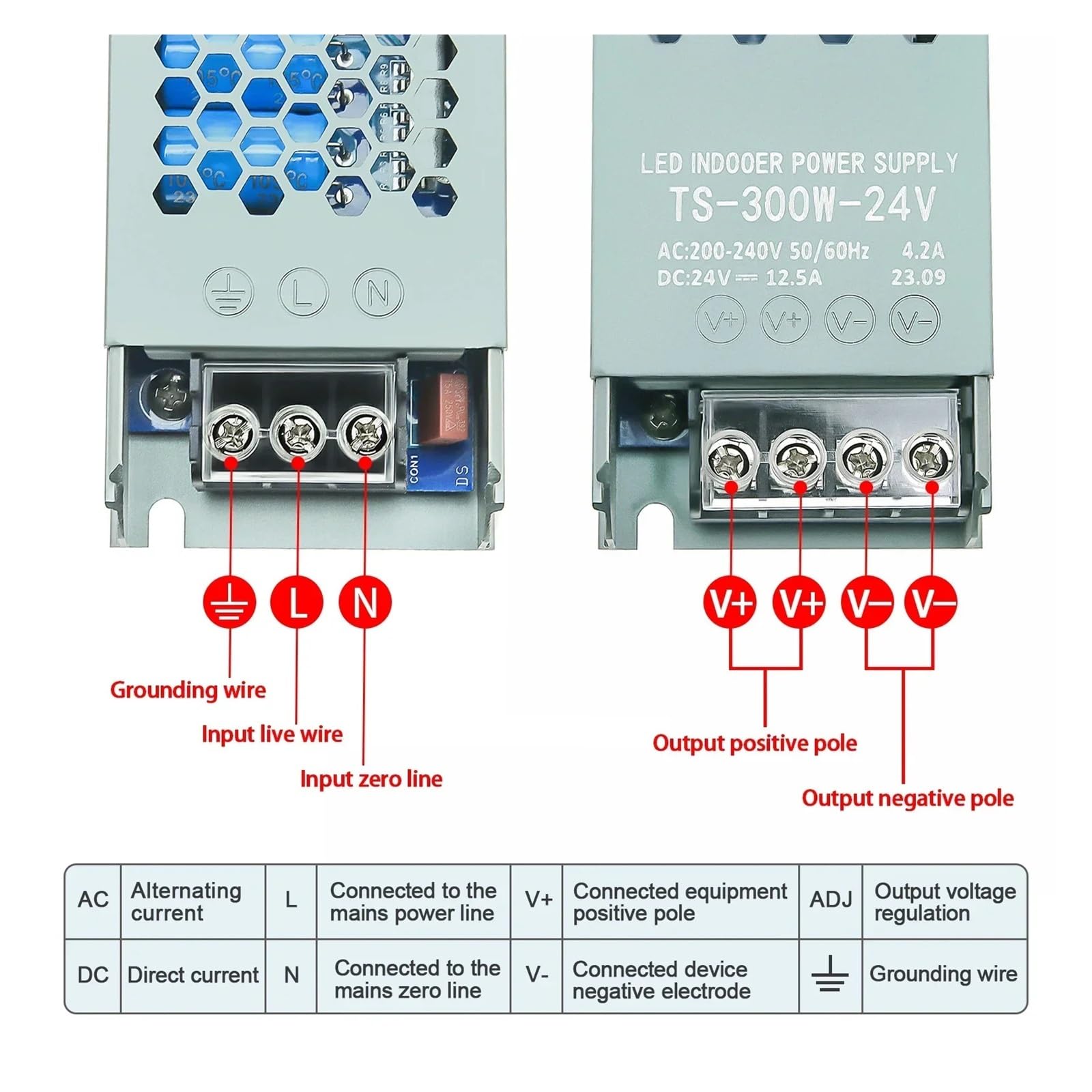 Transformateur d'éclairage 12V 24V DC, Alimentation à découpage LED 60W 100W 200W 300W 400W, Pilote de Bande Lumineuse LED Ultra-Mince et Silencieux, 1 pièce(12V,400W)