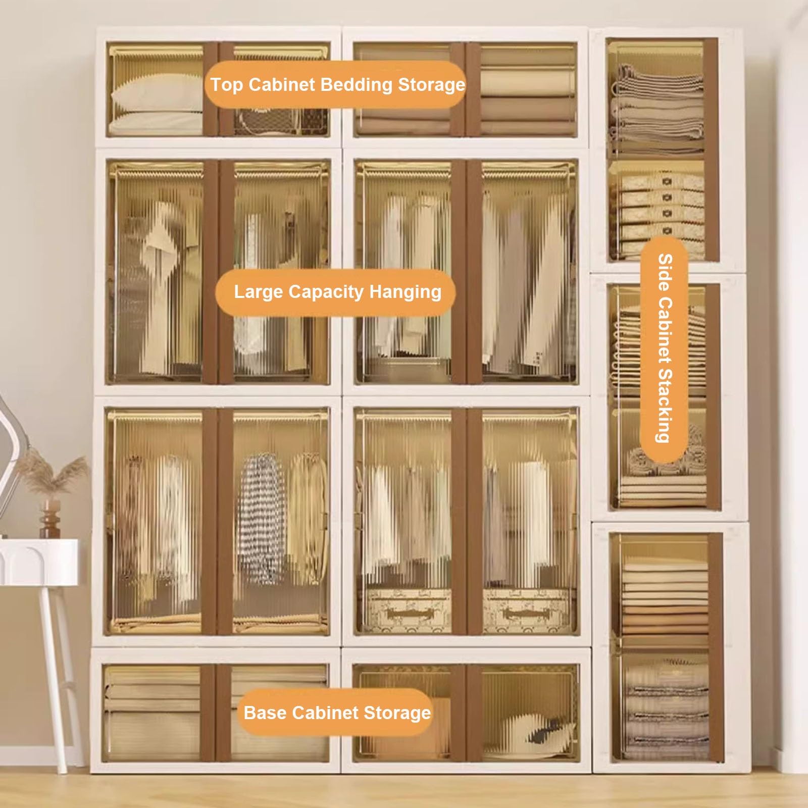 Tragbarer Schrank mit Türen, Stapelbarer Kleiderschrank, Würfel-Aufbewahrungsorganisator, Platzsparender Kombinationsschrank, Modularer Schrank für Kleidung, Schuhe und Spielzeug ( Color : 300L-1 Rod