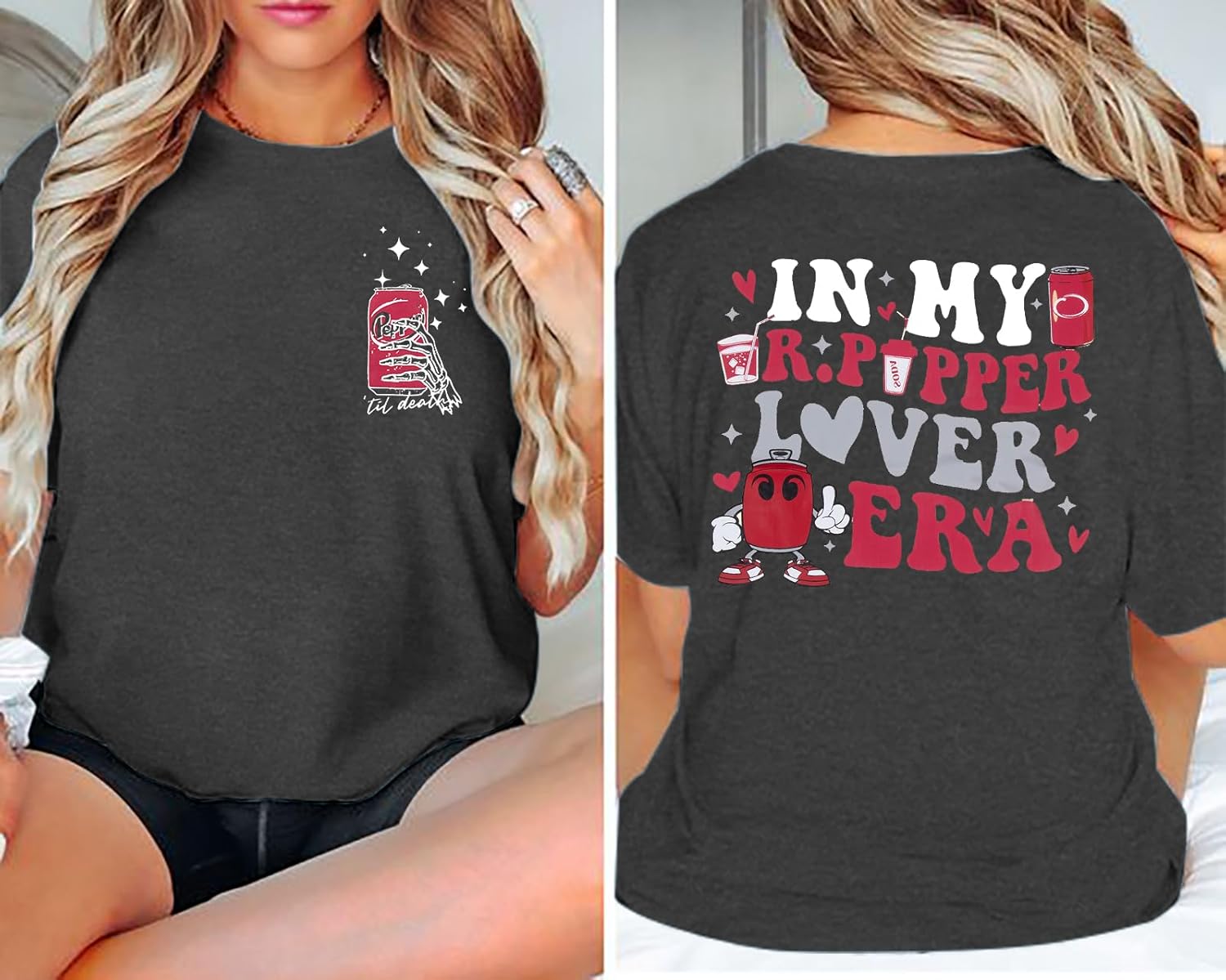 Drinks Oversized Shirt Women Funny Saying Graphic Tees Vintage Drinks Lover Short Sleeve Tops - Image 2