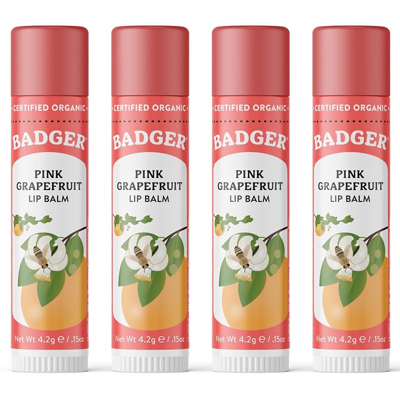 Bálsamo labial Badger Pink Grapefruit, Pacote com 4