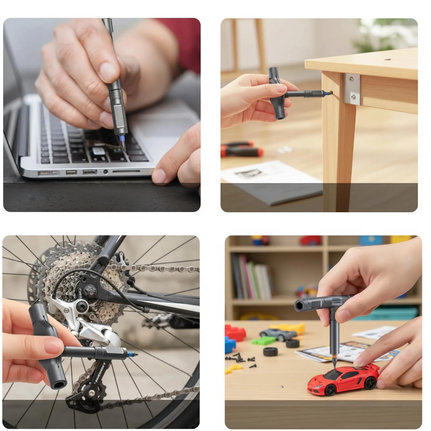 Set di cacciaviti magnetici a cricchetto con impugnatura a T, cacciavite a cricchetto multi-bit per elettronica, mobili, computer, biciclette e riparazioni fai da te (grigio)
