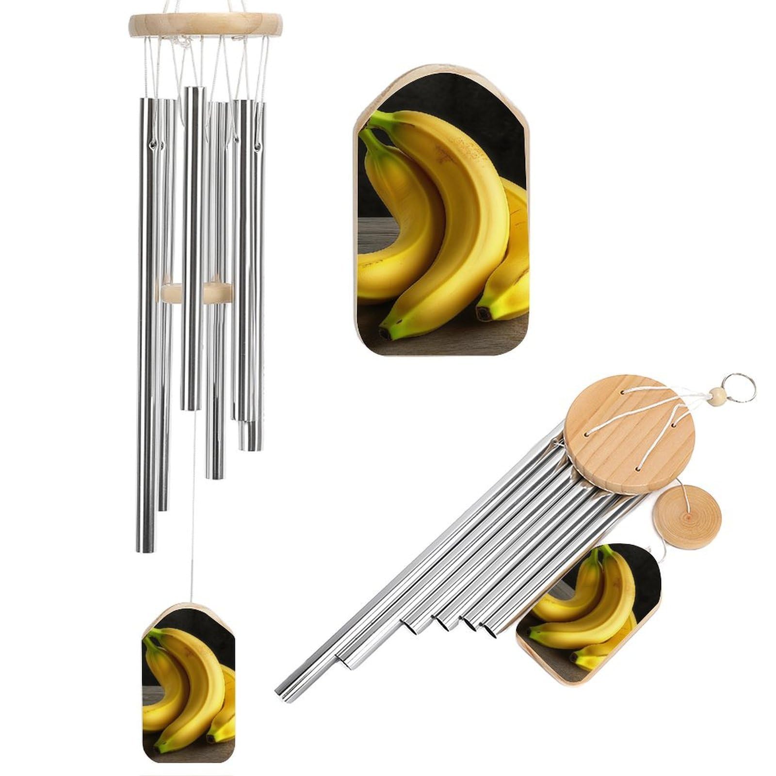 Yellow Banana Wind Chimes for Outside Memorial Gift Sympathy Wind Chimes Aluminum Tube Windchime with Hook Windbell for Outdoor Patio Garden Decor Housewarming Gift
