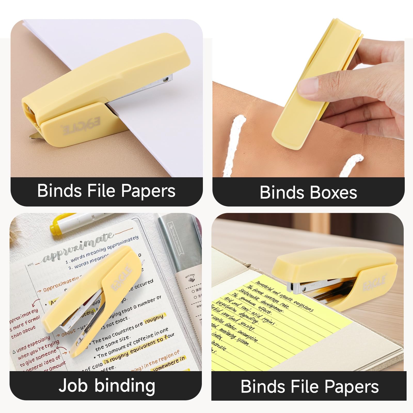 Eagle Stapler with Stapler Remover,12 Sheets Capacity,NO.10 Stapling,Yellow - Image 2