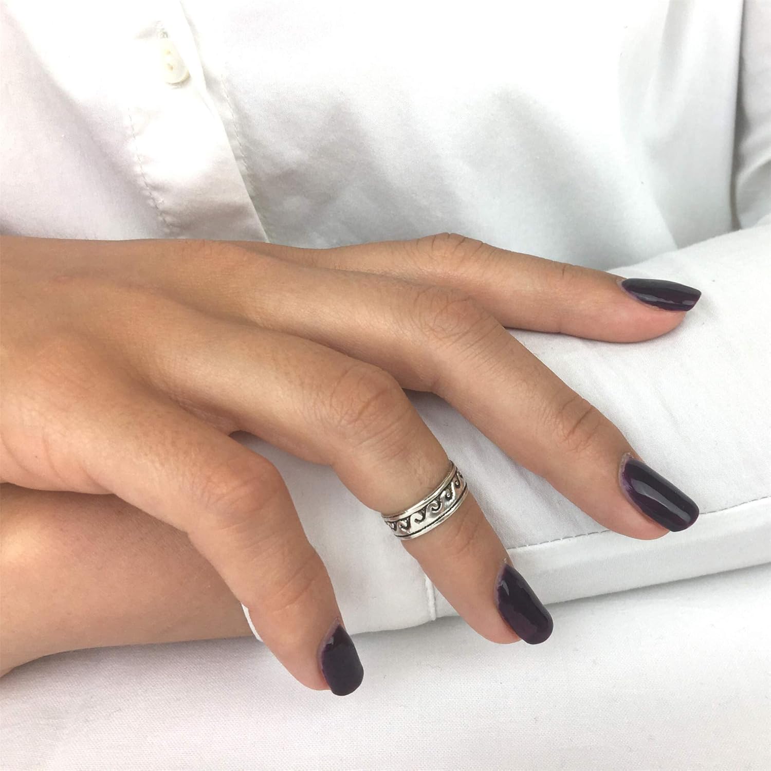 81stgeneration Sterling Silver Wave Pattern Toe Ring - 90s Style 925 Silver Midi Finger Band Ring - Boho Beach Foot Jewelry for Women - Fun Y2K Pinky Rings - Coastal Gift for Daughter