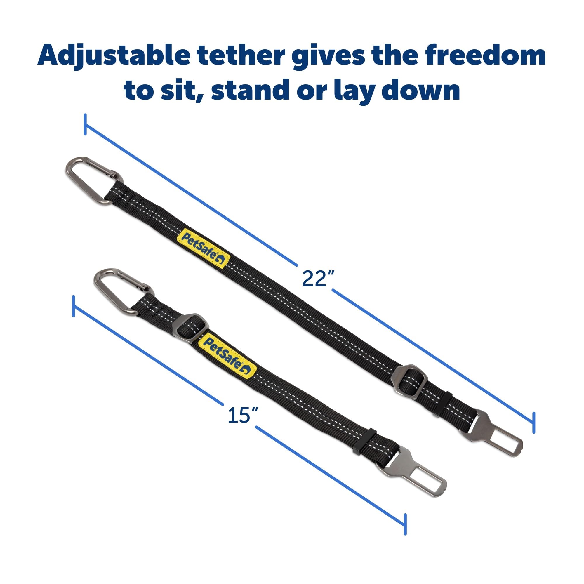 PetSafe Safety Seatbelt Tether – Adjustable Dog Seat Belt for Car – Works with Any Harness – Carabiner Clip, Black – 1 Seat Belt Tether - image 5