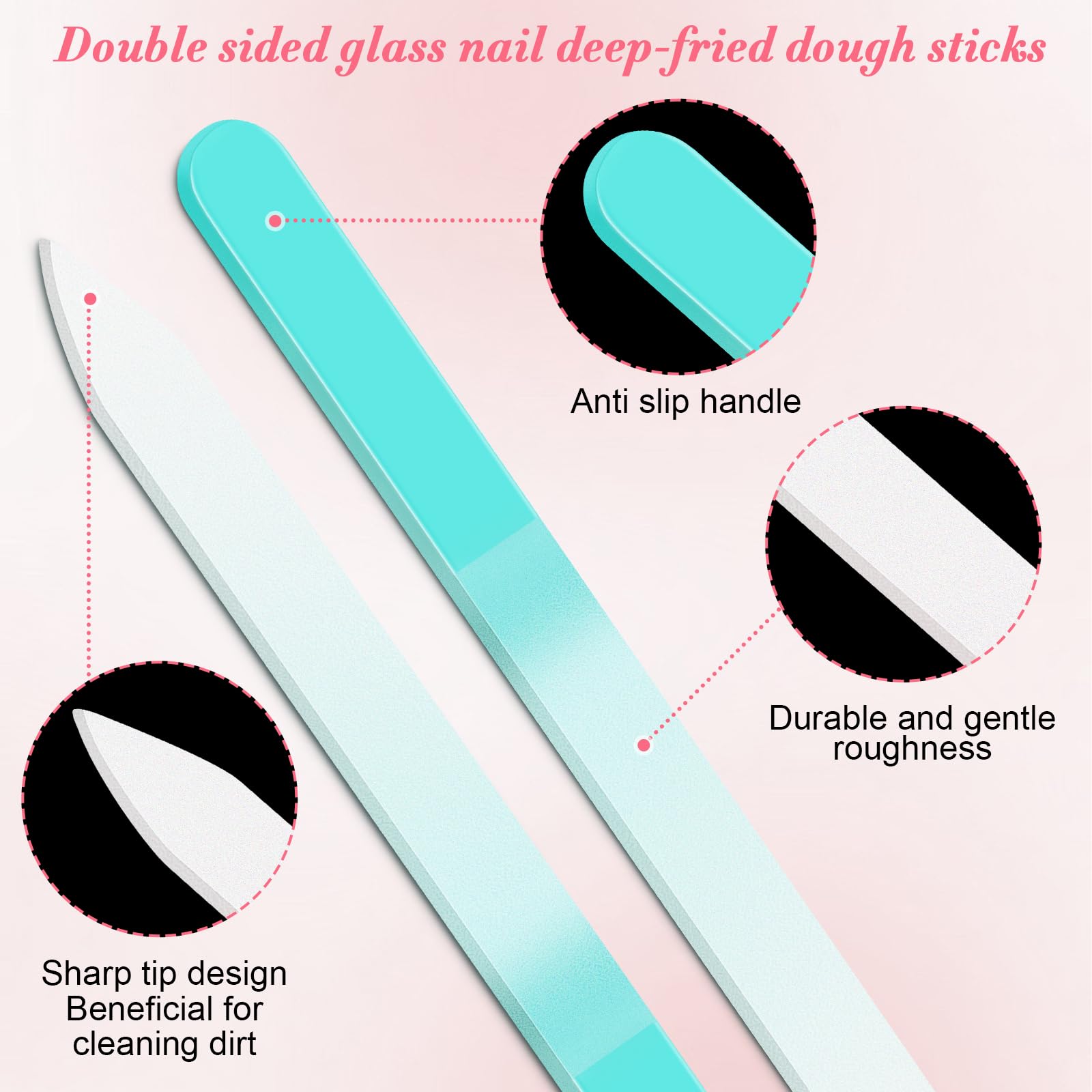 NICEMOVIC 6 Pack Glass Nail File for Natural Nails, Mothers Day Gifts, Stocking Stuffers for Teen Girls Women Adults, Easter Basket Stuffers, Birthday Christmas Bulk Small Gifts for Women Teens Girls