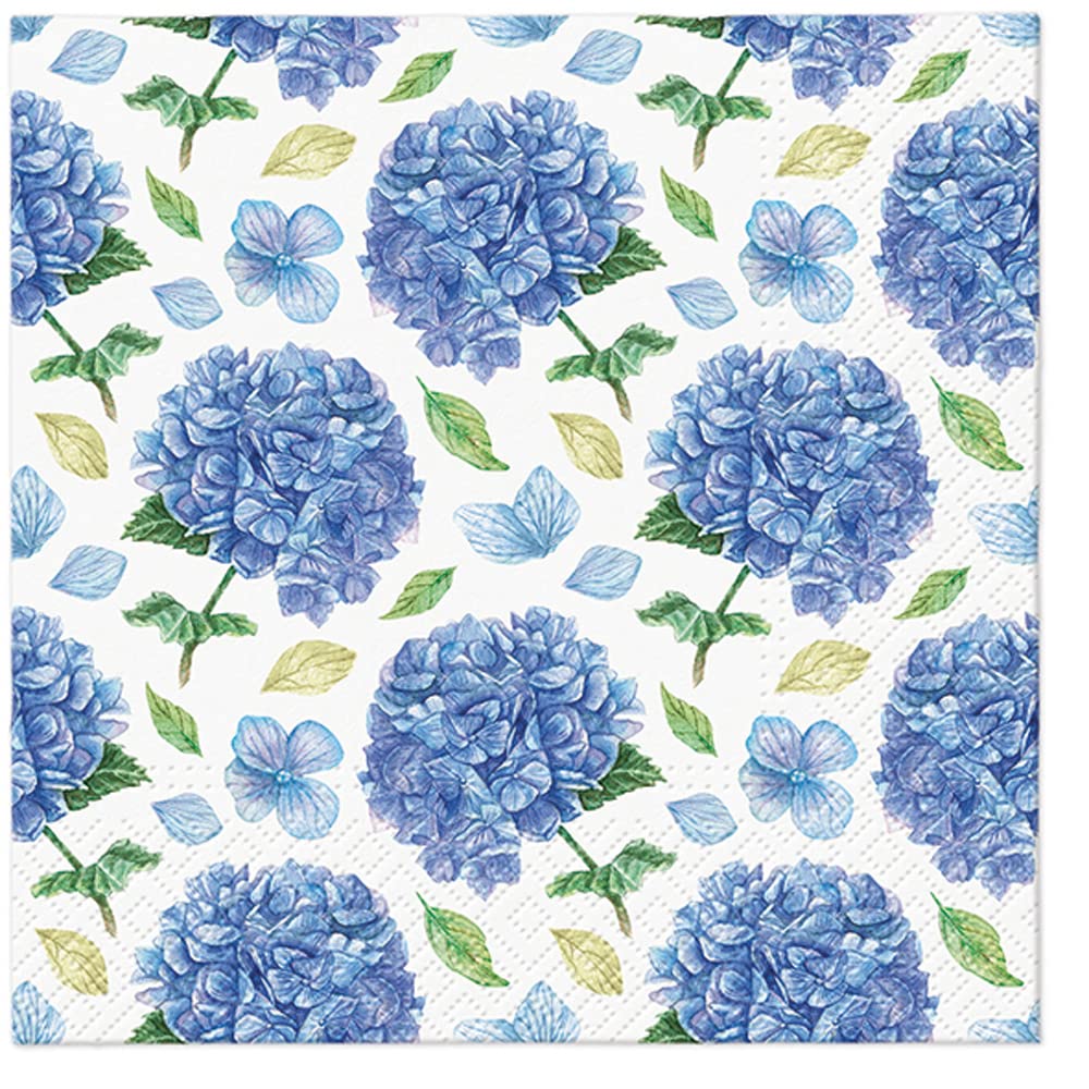 Tete a Tete 3Ply Pastel Flowery Tissue Paper Napkins Decoupage Serviettes 33cm x 33cm - Pack of 20 (Rhythmic Hydrangea)