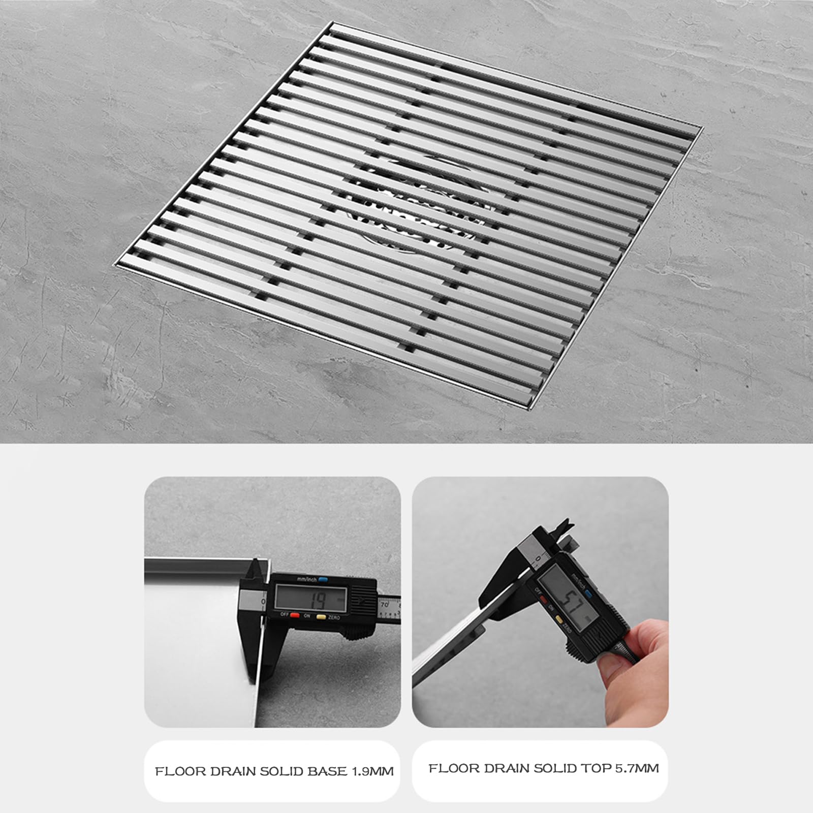 BIJOOT Desagüe De Suelo De Acero Inoxidable 304 - con Tapa De Filtro Extraíble, Antiobstrucción Accesorio De Baño Plata Cepillada,D