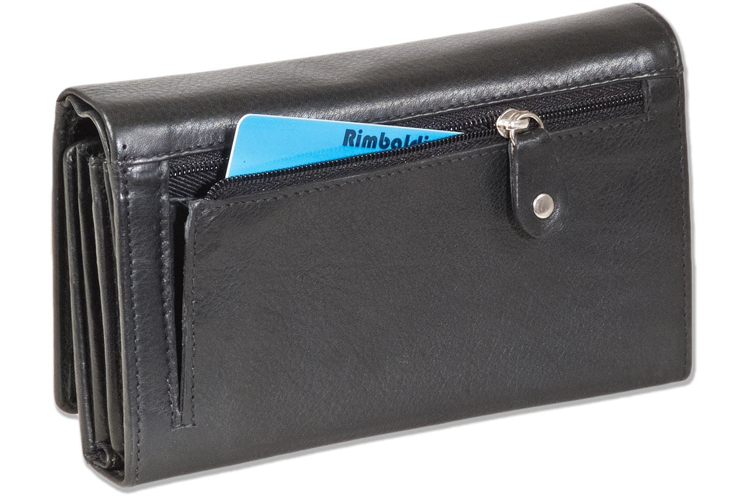 Monedero con mucho espacio, piel natural de vaca, negro (negro) - 2051609
