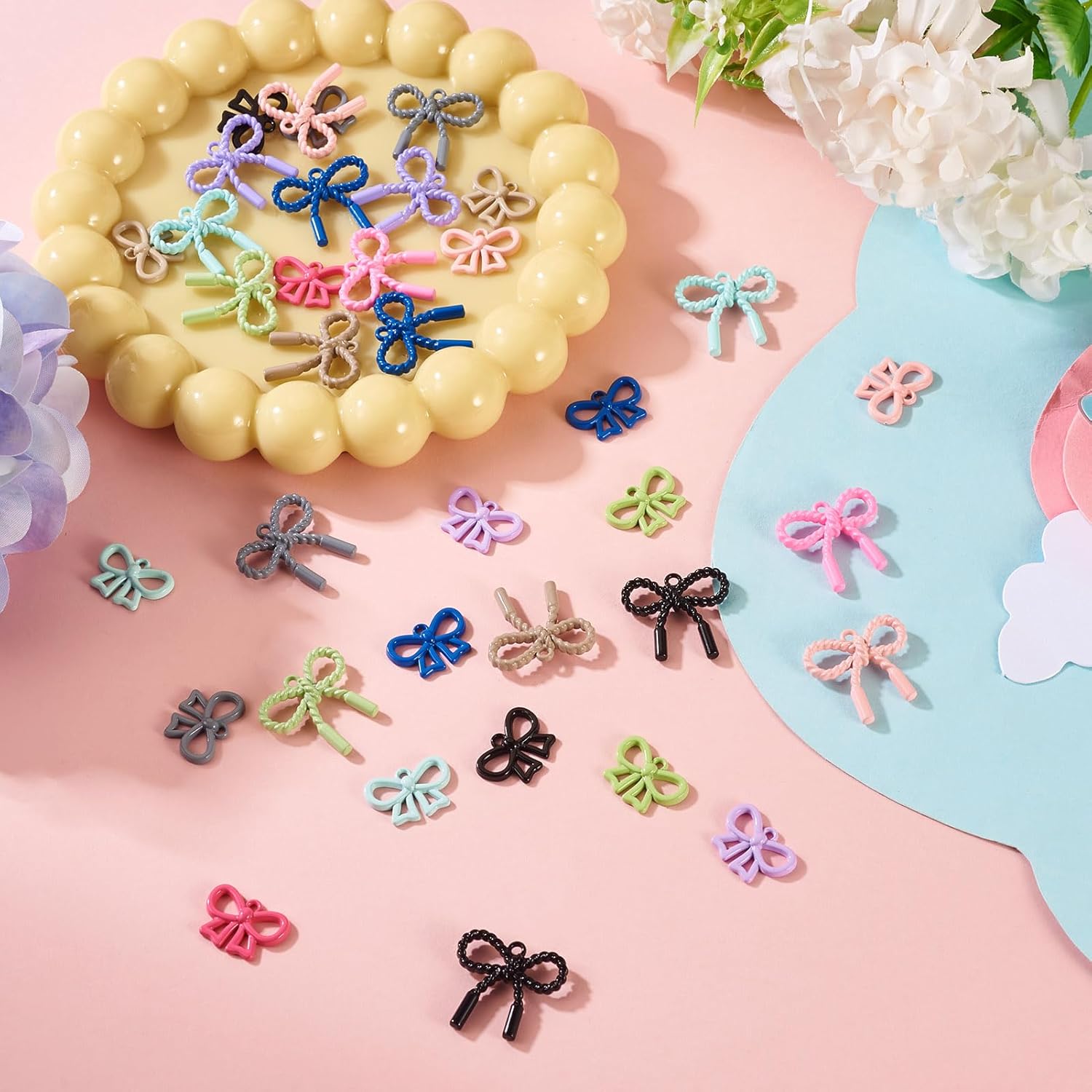 Craftdady Colorful Bow Charm Alloy Bowknot Aesthetic Charms 36pcs Cute Bow Tie Earring Pendants for Bracelet Necklace DIY Crafts Supplies - Image 6