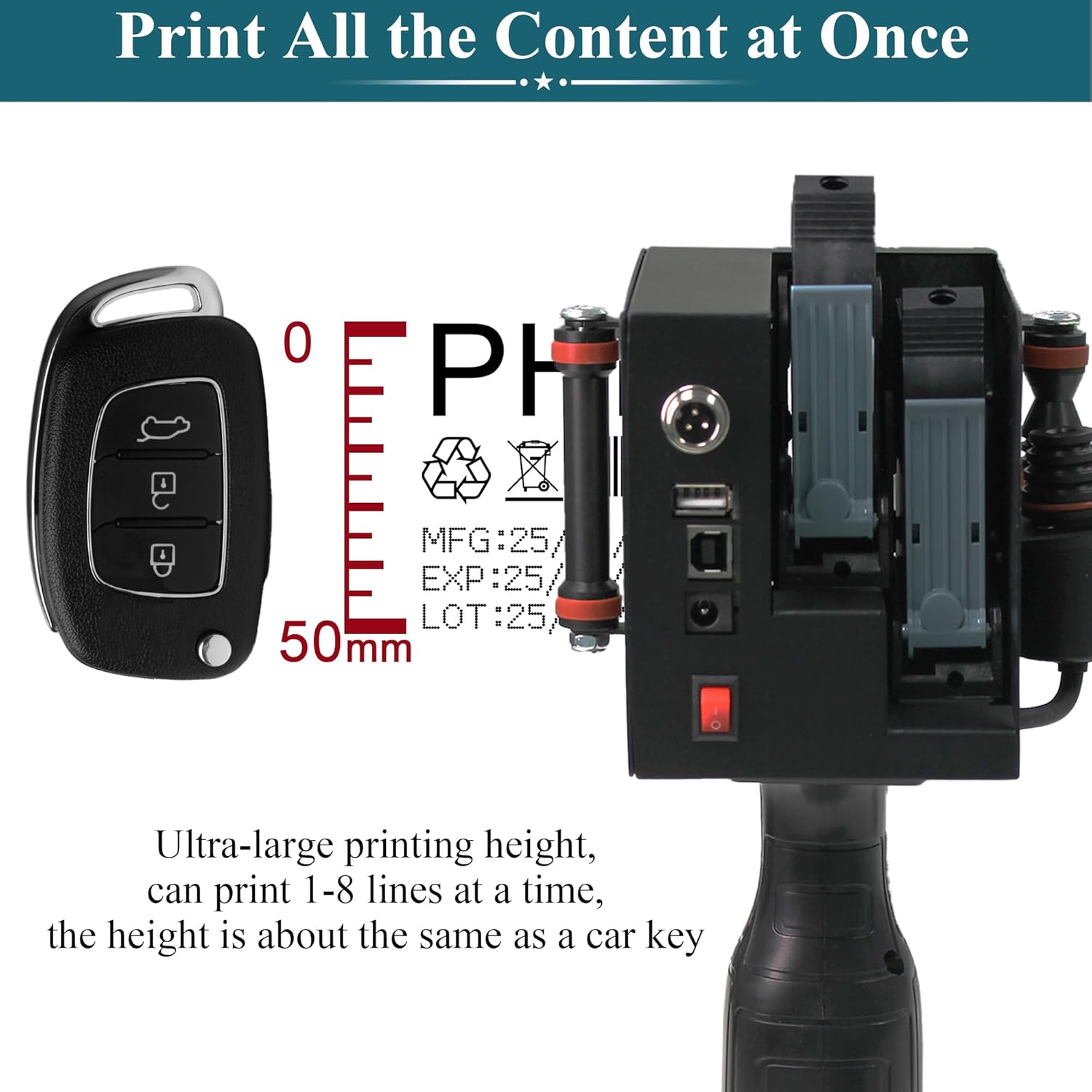 Phezer Dual Nozzle Large Charater Handheld Inkjet Printer P50, 2