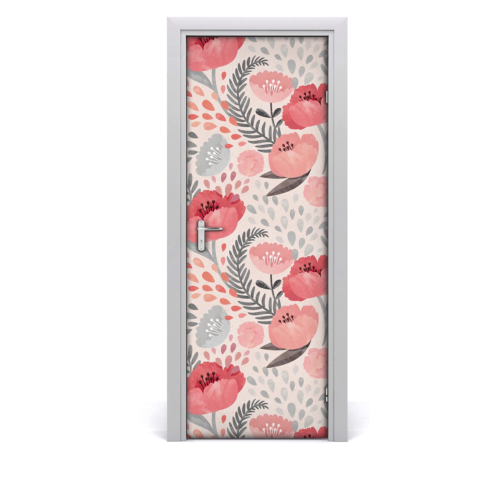 Autocollant de porte floral pavot minable pour sublimer l'ambiance de votre salon ou chambre
