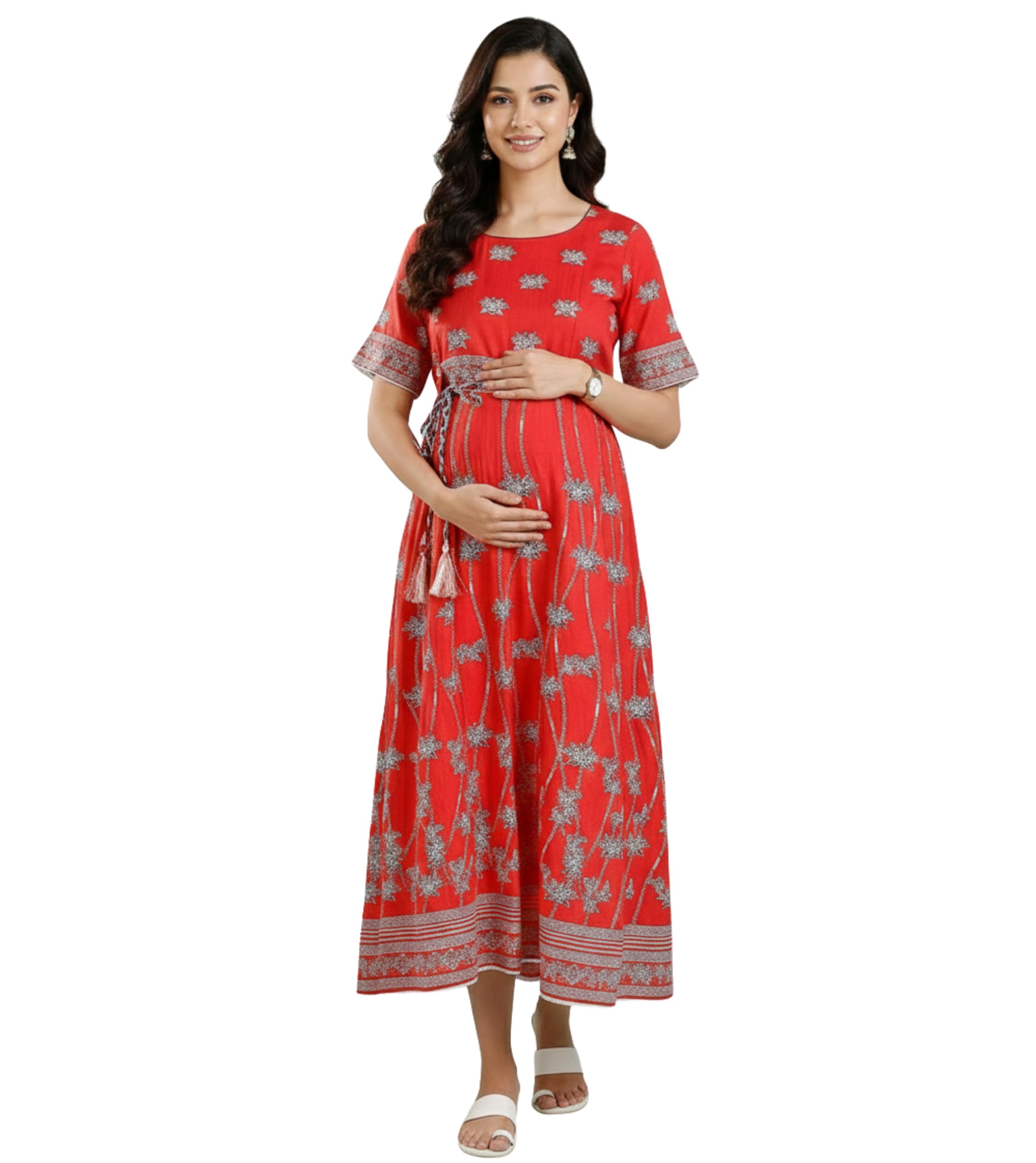 Feeding Kurtis for Women Cotton | Maternity Anarkali Kurta with Dual Nursing Zippers for Pre & Post Pregnancy | Gifts for Pregnant Women-image-21