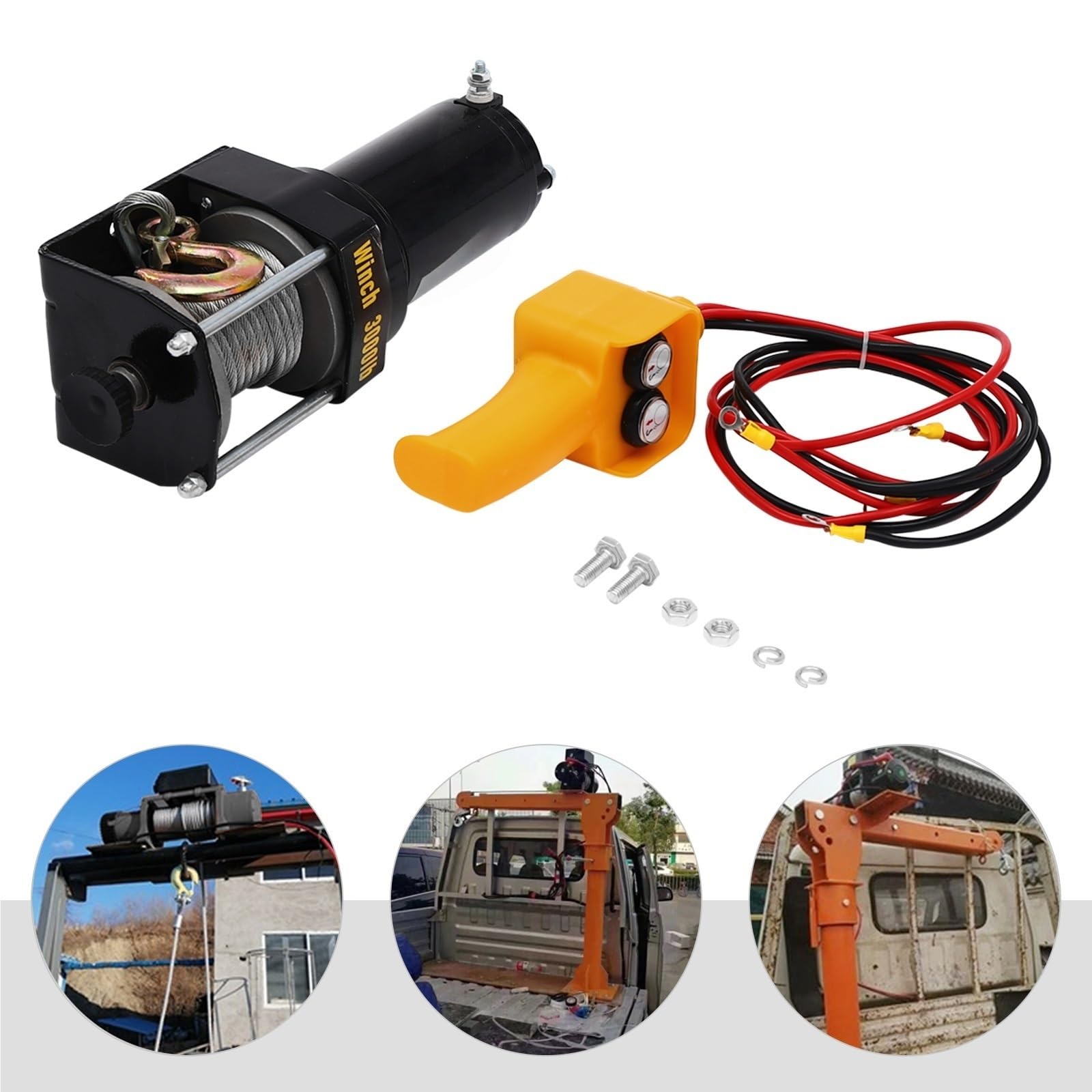 Argani elettrici Verricello Elettrico 12V Kit Da 3000 Libbre Con Controllo Cablato Gru e paranchi a trazione