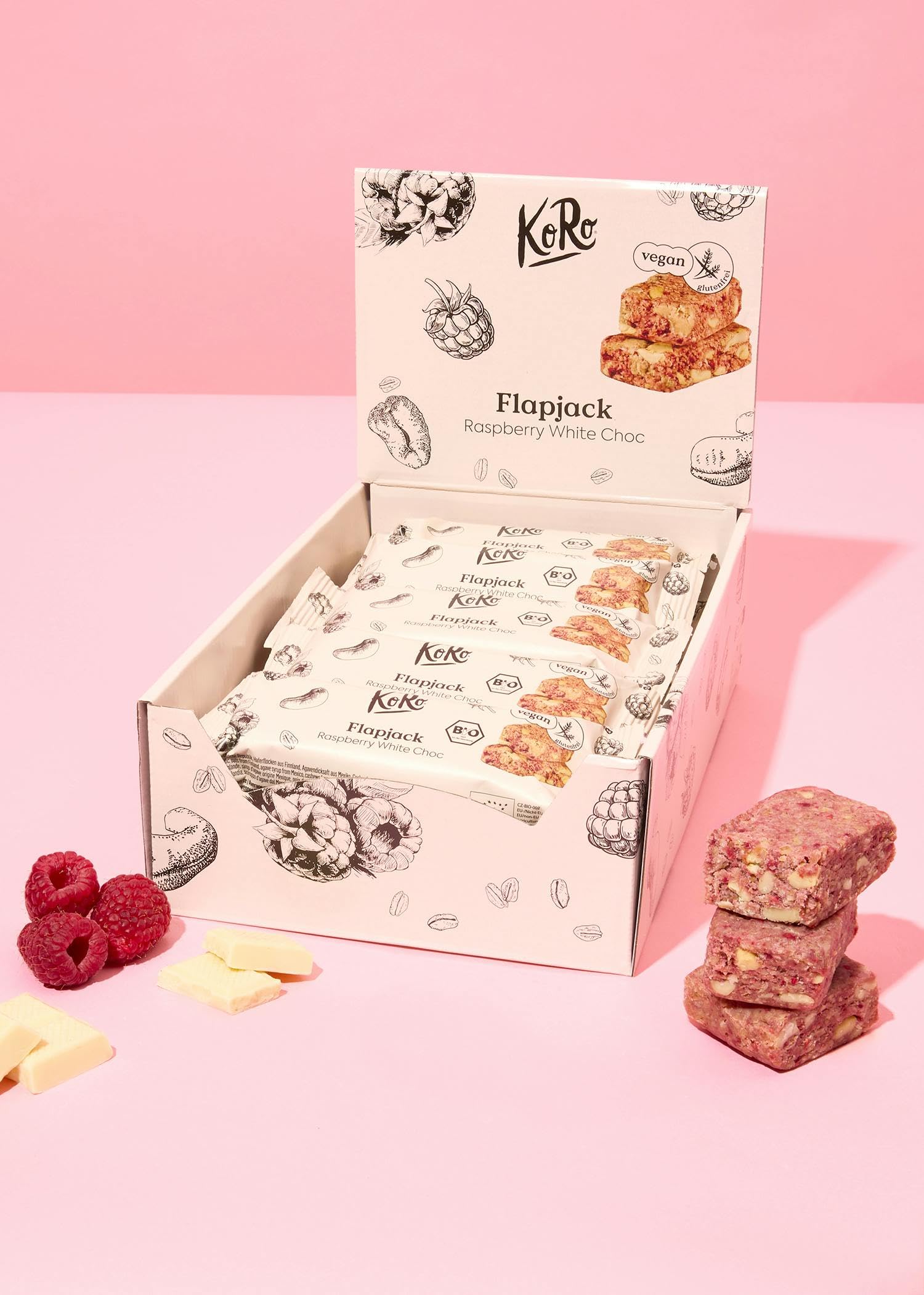 KoRo - Barre d'avoine framboise chocolat blanc bio 15 x 60 g