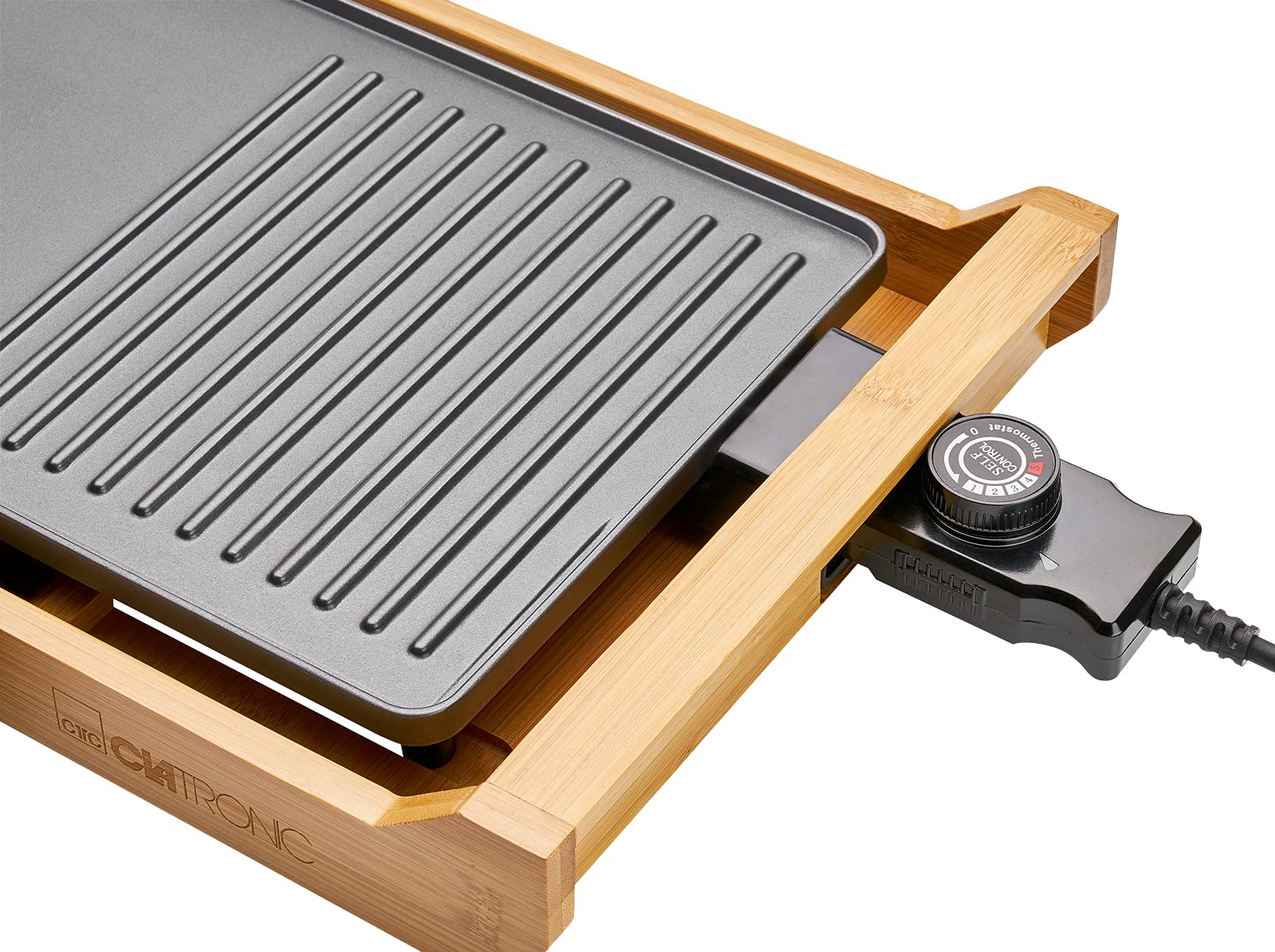 Clatronic TG 3697 1800 W Grill Elettrico Da tavolo Bambù, Nero