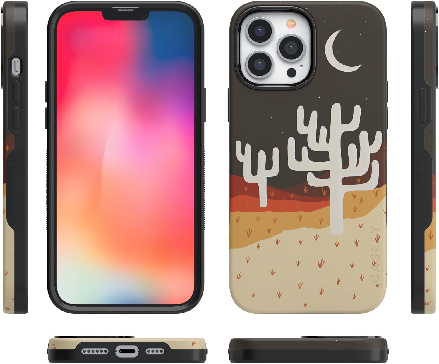 Casely iPhone 14 Pro Max Case | Desert Nights | Cactus Colorblock | Bold Protective Design | Compatible with MagSafe
