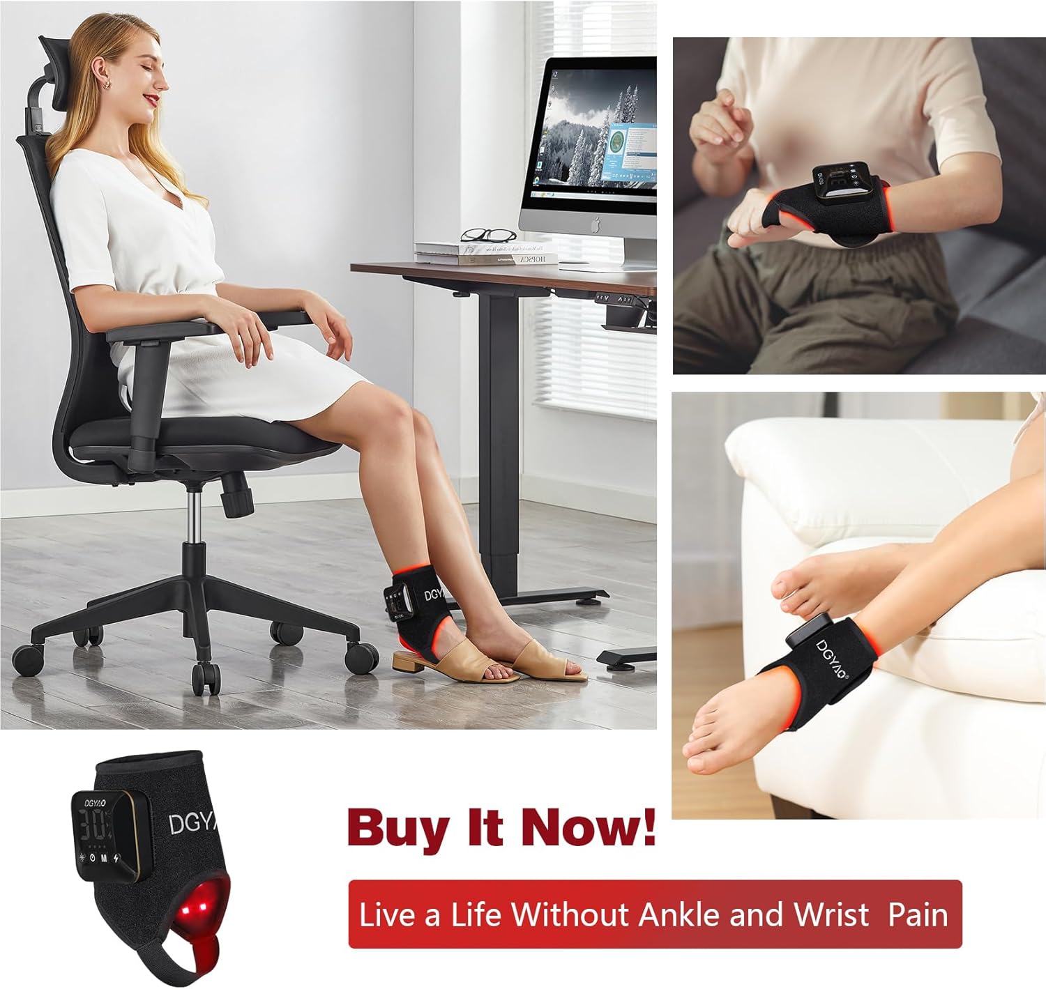 DGXINJUN Cordless Red Light Therapy for Ankle Wrist, Portable Near Infrared Light Therapy Pain Relief Wrap, Rechargeable Devices for Home Travel Use, with 4000mAh Battery - Image 6