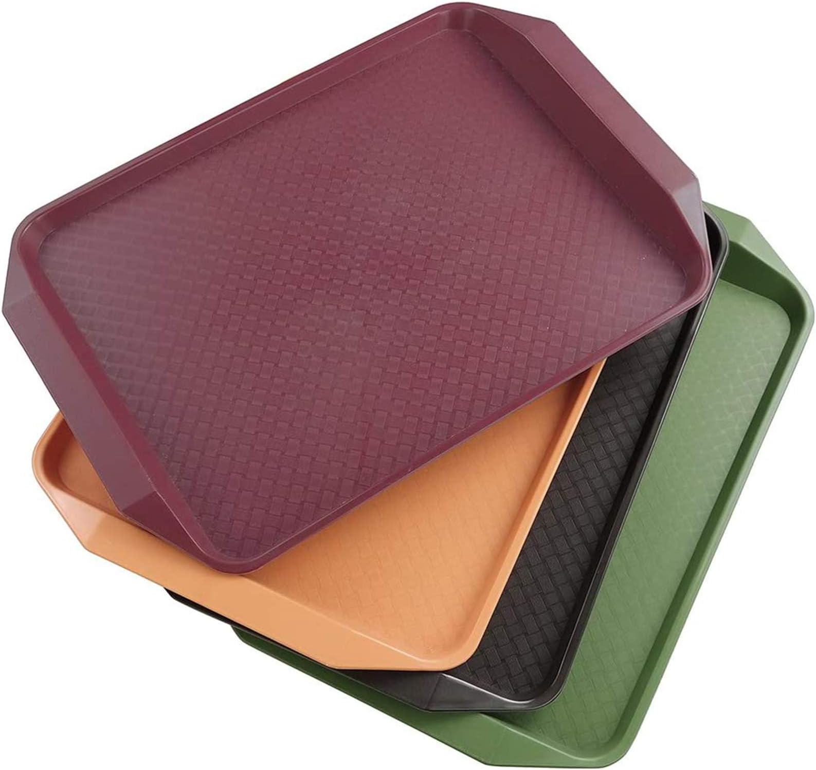 Plastic Fast Food Trays for Eating, 17" x 11.8", Set of 4