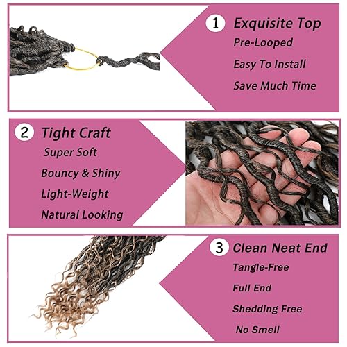 Miniatura 4 de 7 paquetes de cabello de ganchillo Goddess Locs - Rastas de cabello sintético de ganchillo de 14 pulgadas para mujeres negras, rastas suaves con