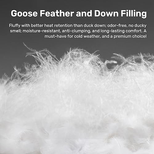 Miniatura 3 de UNIKOME Edredón de plumas de ganso con diseño plisado de pellizco, relleno de edredón para todas las estaciones con funda 100% algodón, esponjosidad