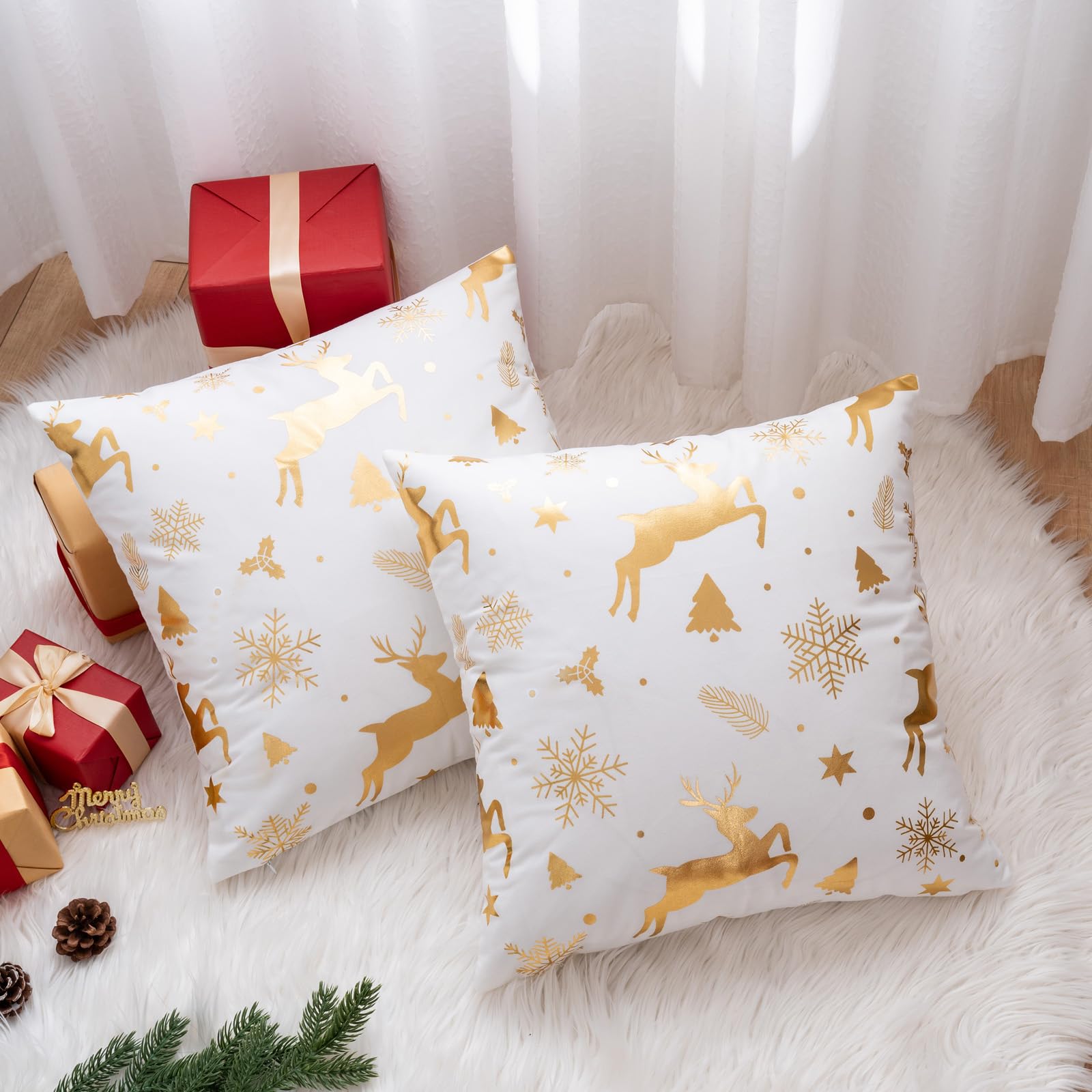 Federa Per Cuscino Decorativa Fuasei Con Pupazzo Di Neve Bougie, 45x45 Cm, Colore Rosa, In Flanella Morbida, Per Divano E Letto, Regalo Di Natale