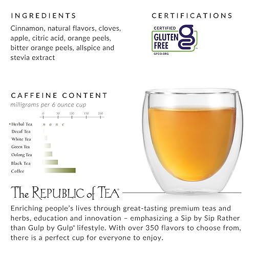 Miniatura 4 de The Republic of Tea - Lata de té de hierbas con especias de manzana, 36 bolsas de té, naturalmente sin cafeína