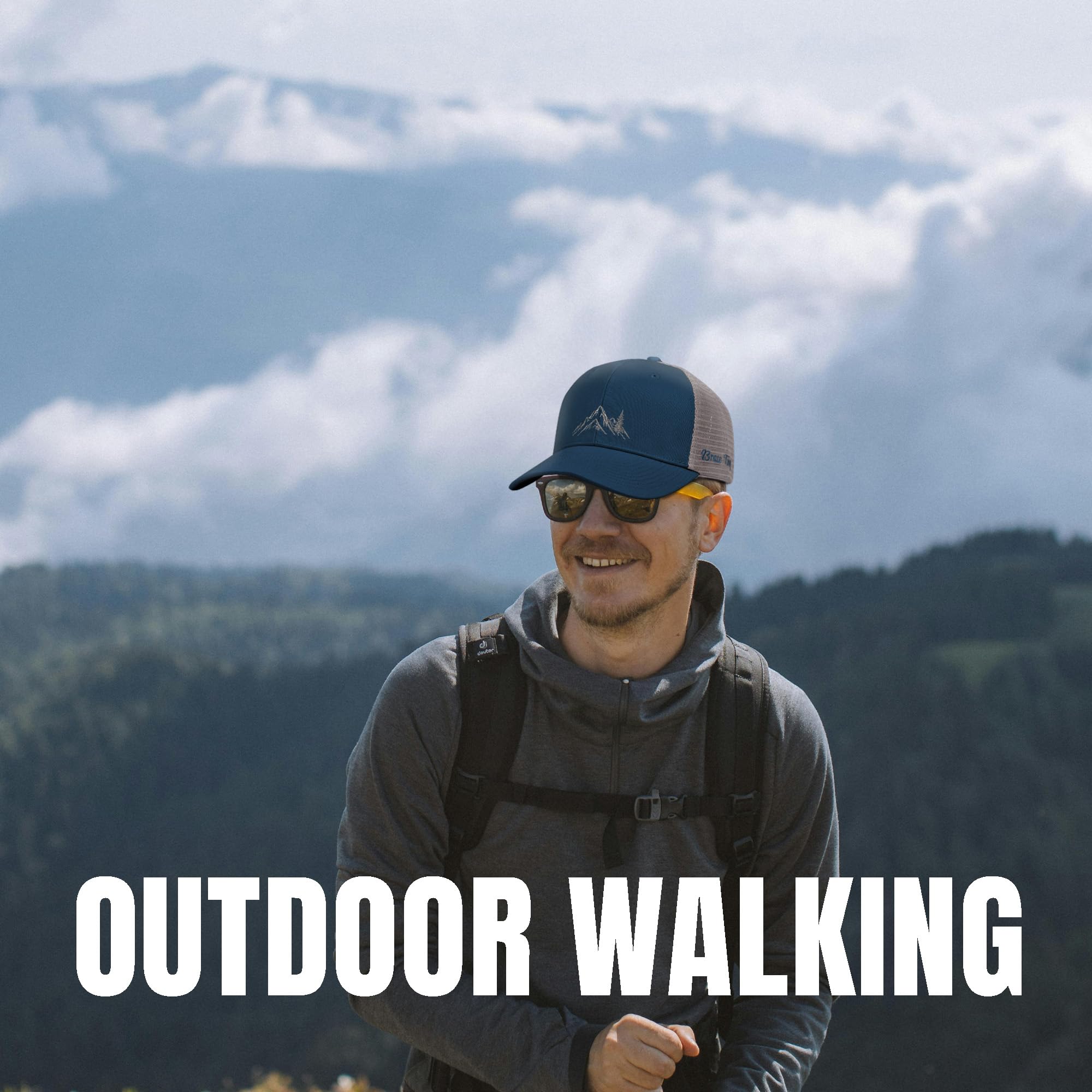 Mountain & Tree - Gorra de camionero para hombre y mujer, gorra de béisbol bordada para senderismo y camping
