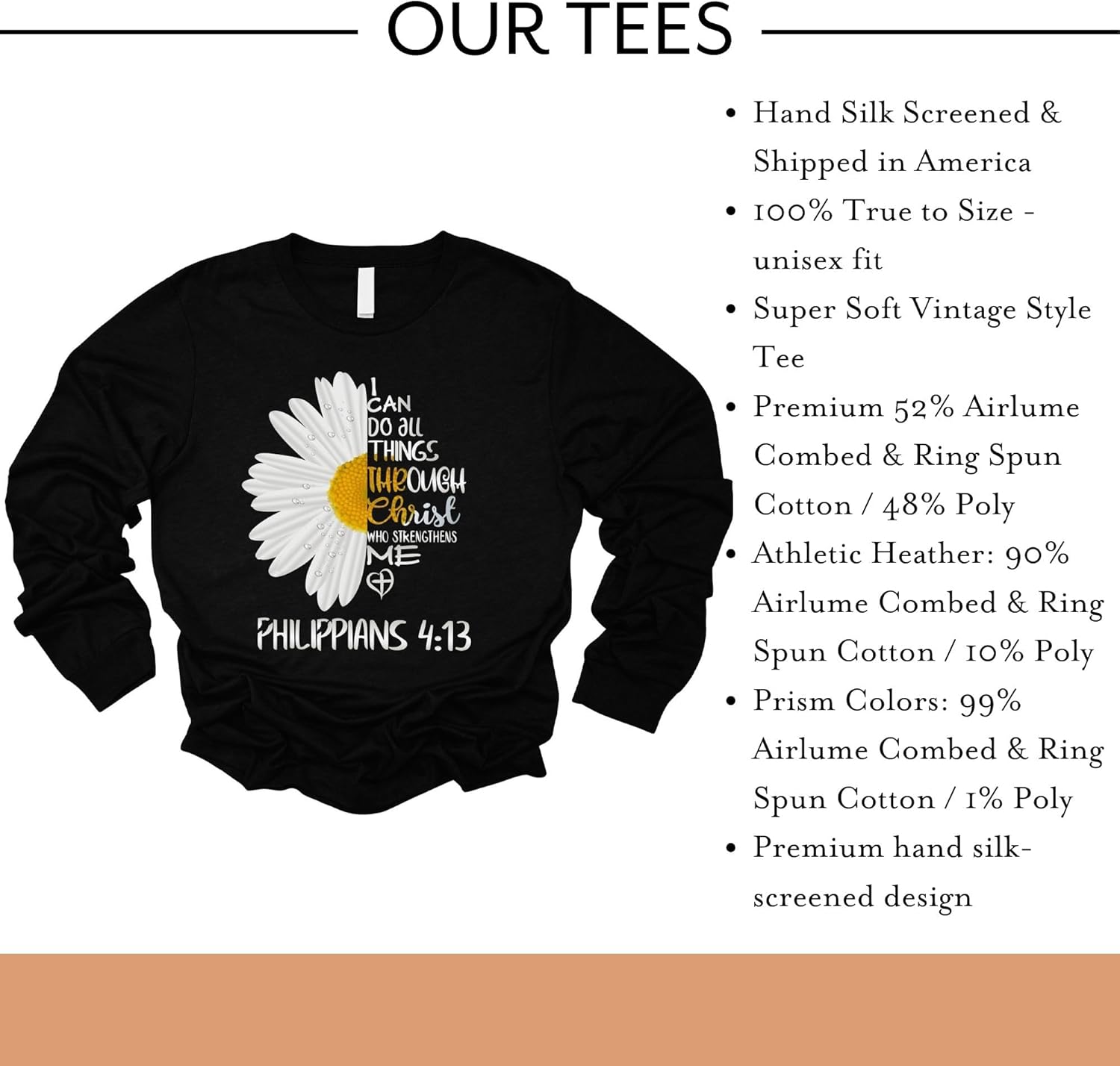 Love in Faith | I Can Do All Things Daisy | Christian T-Shirts for Women | Faith-Based | Christian Gifts - Image 4