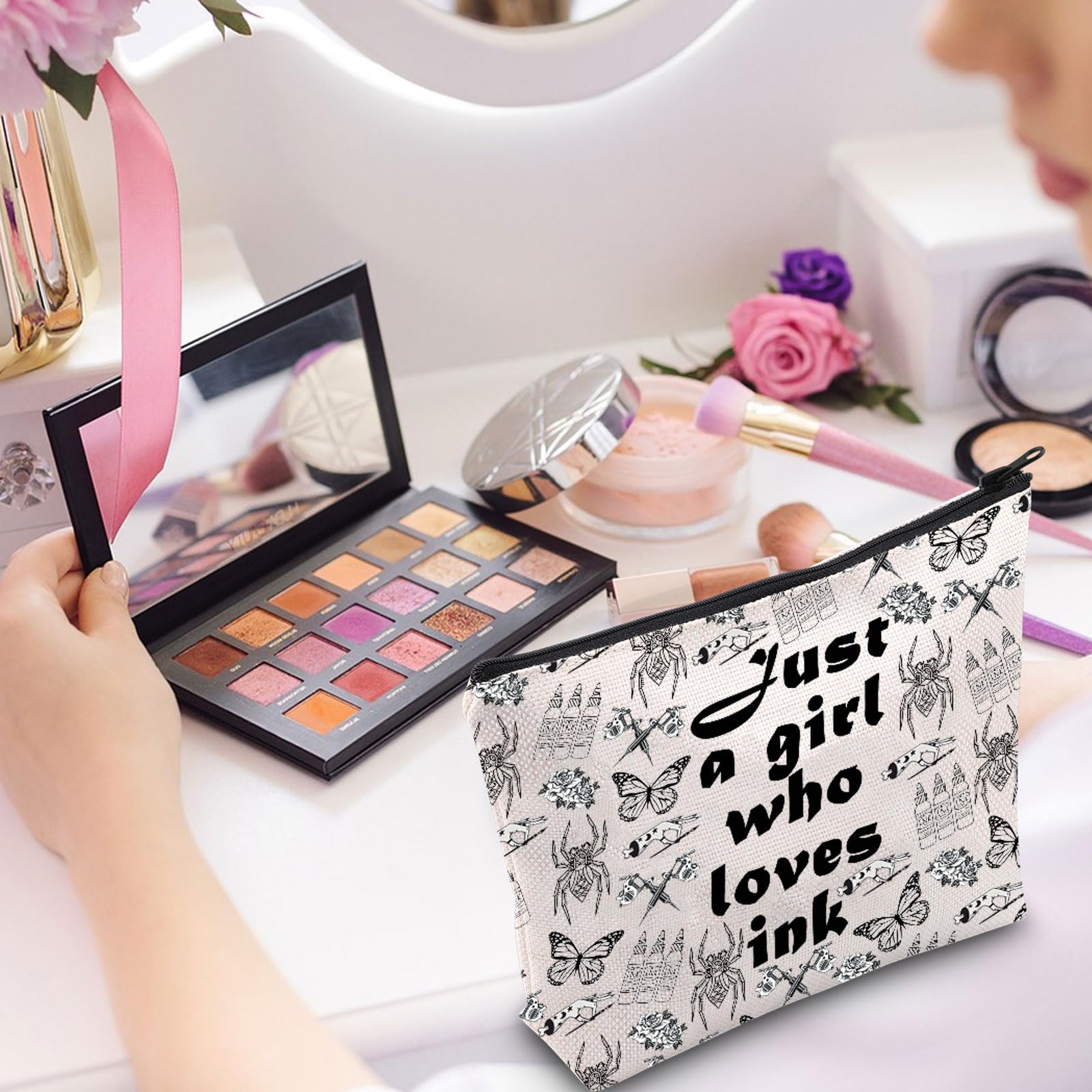 Tattoo Artist Makeup Bag Tattoo Lover Gift Tattoo Maker Gift Addicted to Ink Tattooist Cosmetic Bag (Loves Ink 3UK) - Image 4