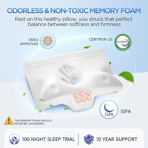 Miniatura 5 de Almohada cervical eficaz para aliviar el dolor para dormir, almohadas de espuma viscoelástica para apoyo del cuello, almohada lateral de contorno