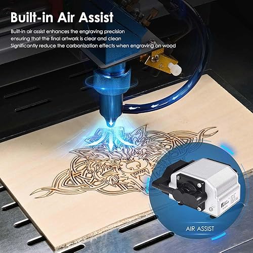 Miniatura 9 de Monport Grabador láser 2.0 de 40 W (8 x 12 pulgadas), grabador láser de CO2 compatible con Lightburn y cortador con cabezal láser ajustable,