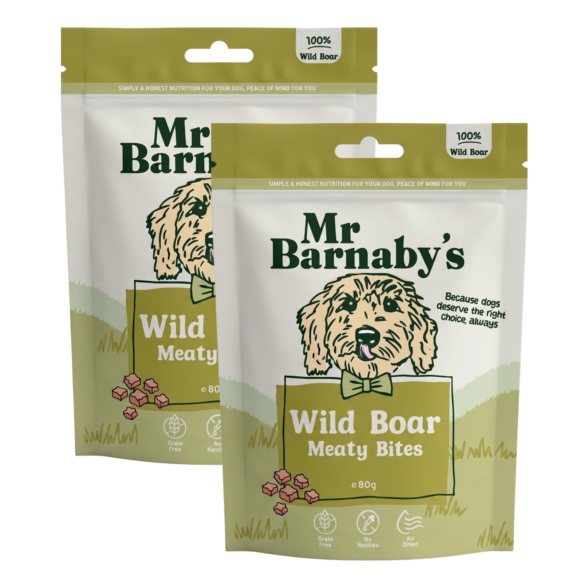 Mr Barnaby's Training Dog Treats - 100% Wild Boar, 2 x 80g - Hypoallergenic, Grain Free & Natural Dog Chews - Puppy Training Treats for Dogs - Air-Dried & High Protein for Puppy, Adult & Senior Dogs — image 1
