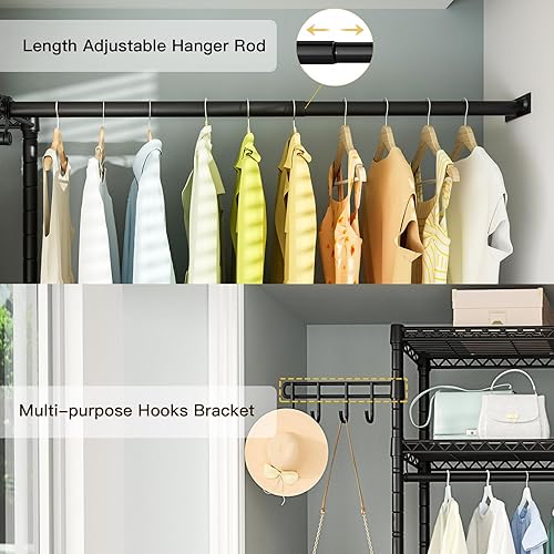 Miniatura 6 de Ulif U4 - Estante de almacenamiento para lavadora y secadora, ahorro de espacio para cuarto de servicio con barra de suspensión expandible montada