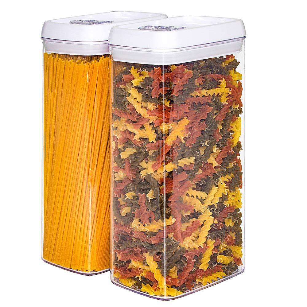 2PCS Airtight Food Storage Containers set, Plastic Spaghetti Storage Jar, Kitchen Storage Container with lids, Cereal Storage Containers for Flour, Pasta, Pantry Organiser-3.3L