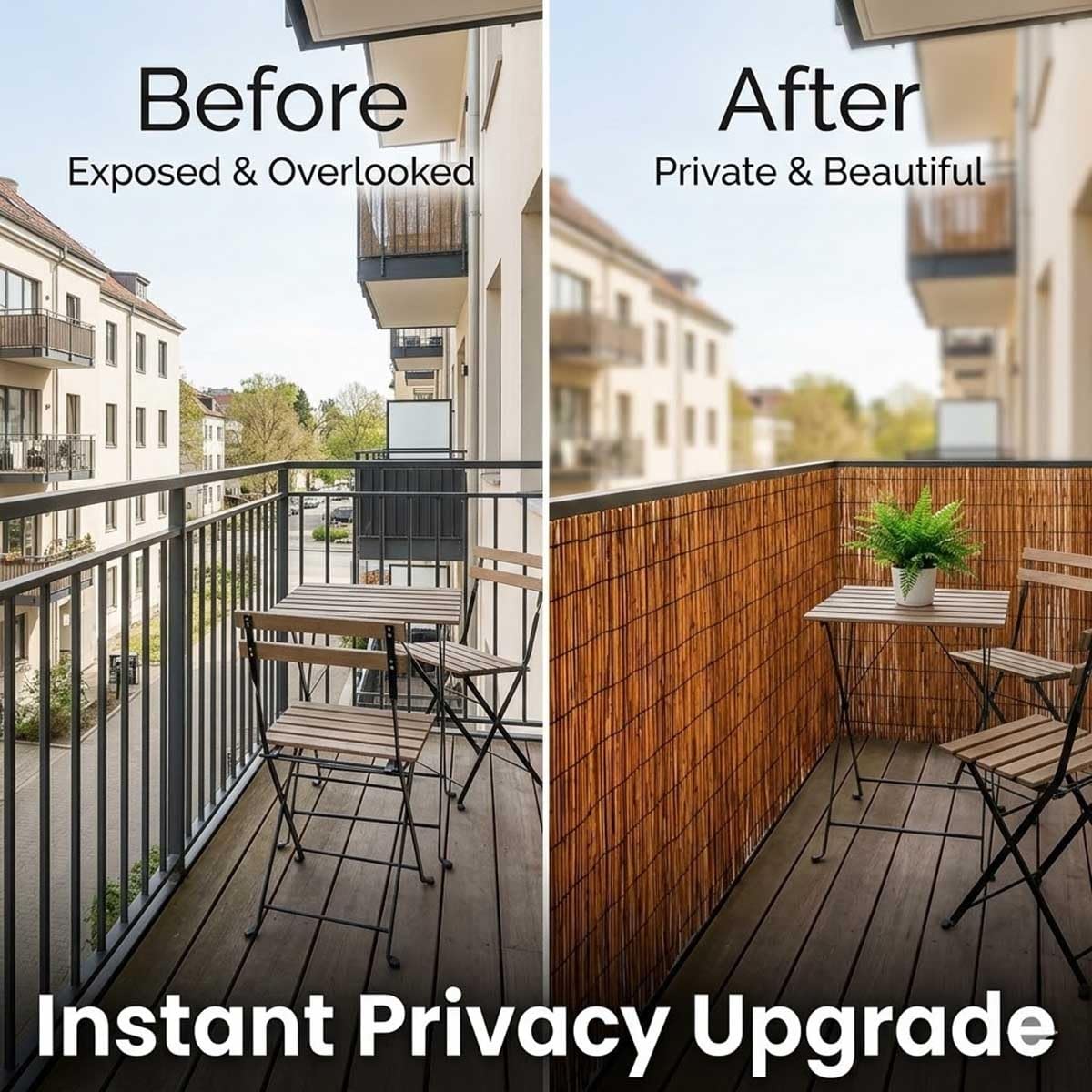 Valla De Jardín Exterior, Pantalla De Privacidad Balcón Cañizo Natural, Pantalla De Ocultación Estilo Bambú para Patio, Cortavientos Y Decoración De Terraza(H100xL950cm)