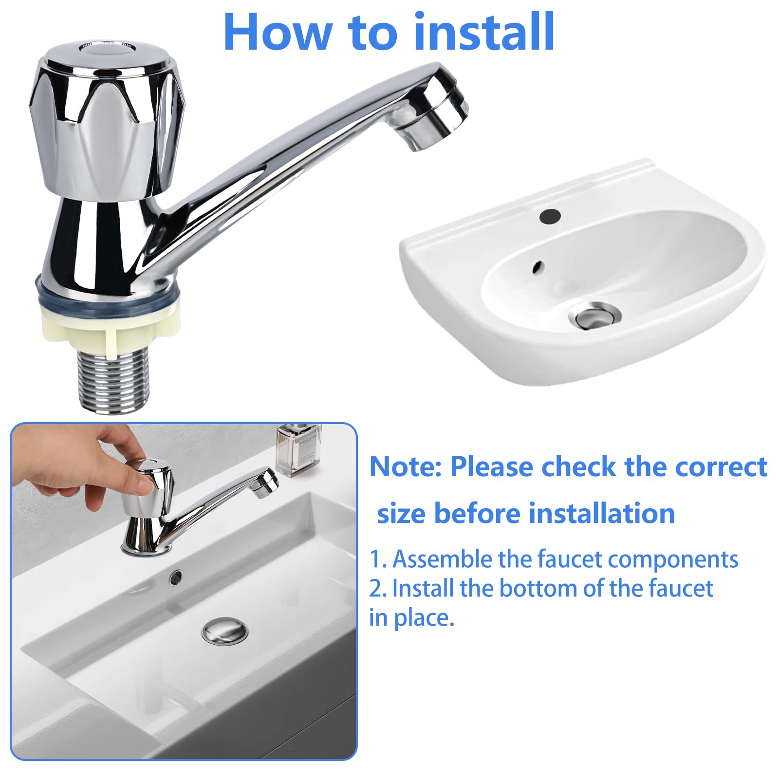 Grifo de baño simple de agua fría para lavabo, moderno grifo de lavabo cromado, grifo de baño de agua fría, grifo con manguera de conexión de 60 cm, grifo para lavabo y baño